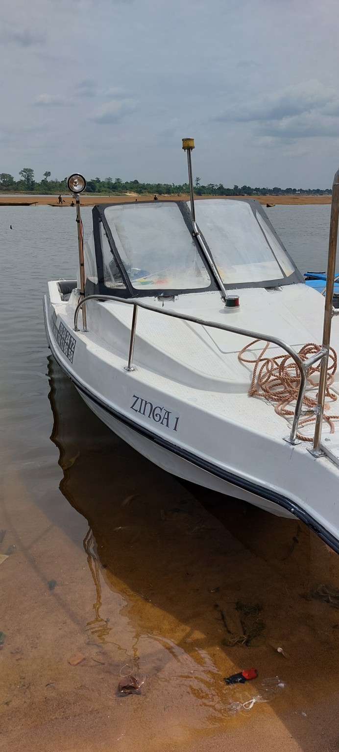 A white boat named